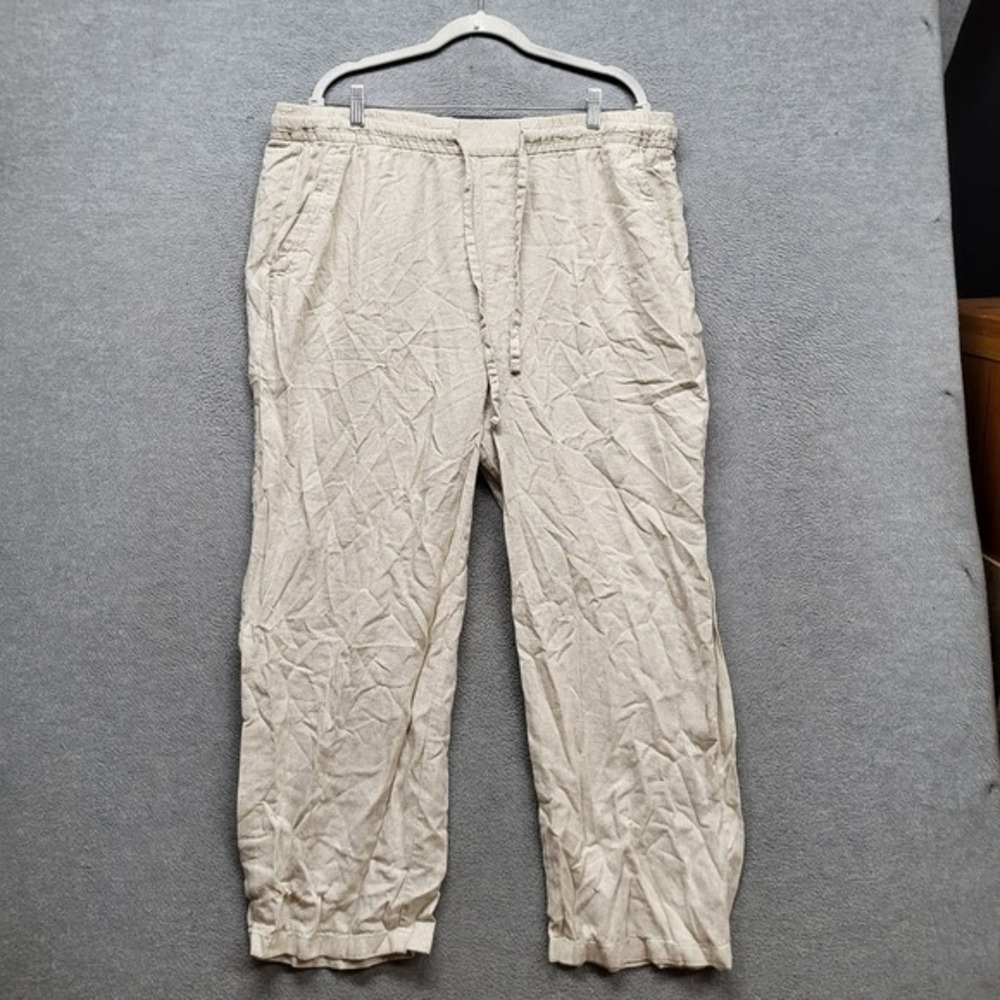 Old Navy Women Pants XL Beige‎ Linen Viscose Casual